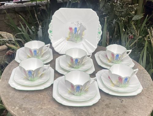 fig 1. SHELLEY CROCUS PATTERN TEA SET c1930