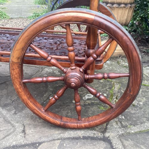 INDIAN CARVED HARDWOOD TROLLEY C1930 - ADDITIONAL PHOTO 3