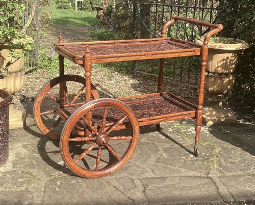 INDIAN CARVED HARDWOOD TROLLEY C1930 - ADDITIONAL PHOTO 1