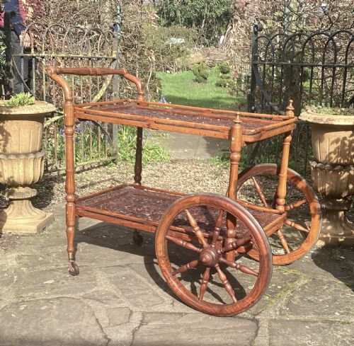 INDIAN CARVED HARDWOOD TROLLEY C1930 - ADDITIONAL PHOTO 2