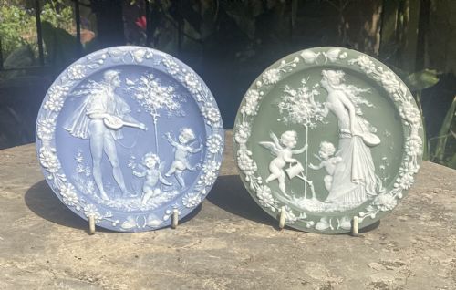 Pair Jasperware Style Plaques C1890