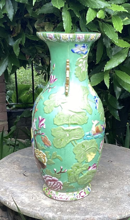 LARGE ENGLISH REGENCY PORCELAIN COUNTRY HOUSE VASE - ADDITIONAL PHOTO 1