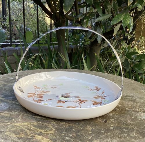 RARE OPALINE GLASS SILVER AESTHETIC MOVEMENT BASKET C1890 - ADDITIONAL PHOTO 1