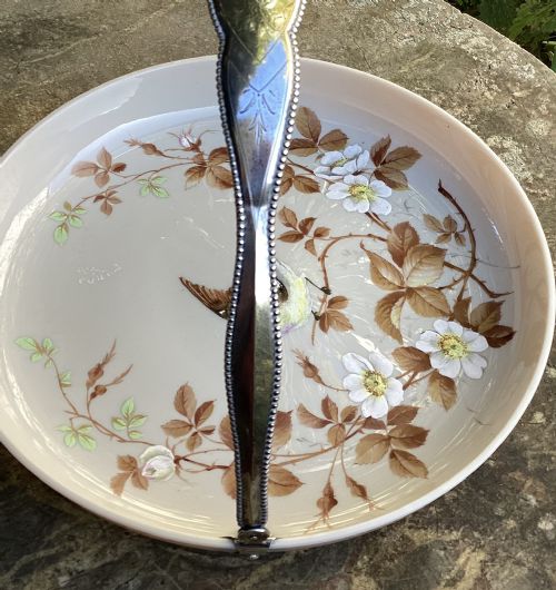 RARE OPALINE GLASS SILVER AESTHETIC MOVEMENT BASKET C1890 - ADDITIONAL PHOTO 2