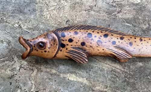 fig 1. CARVED BROWN TROUT PAGE TURNER c1880