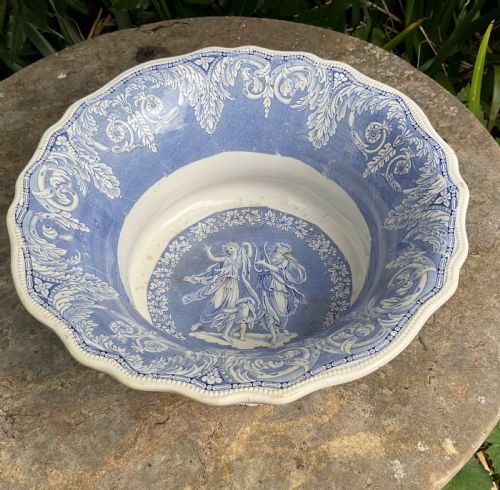 fig 1. ENGLISH GEORGIAN ETRUSCAN BLUE & WHITE FOOTED BOWL