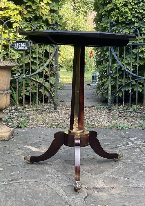 REGENCY BRASS INLAID ROSEWOOD TRIPOD TABLE - ADDITIONAL PHOTO 1