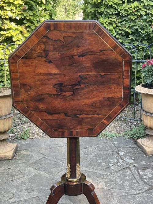 REGENCY BRASS INLAID ROSEWOOD TRIPOD TABLE - ADDITIONAL PHOTO 2