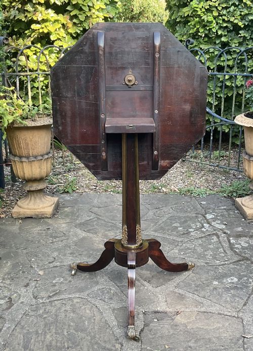 REGENCY BRASS INLAID ROSEWOOD TRIPOD TABLE - ADDITIONAL PHOTO 4