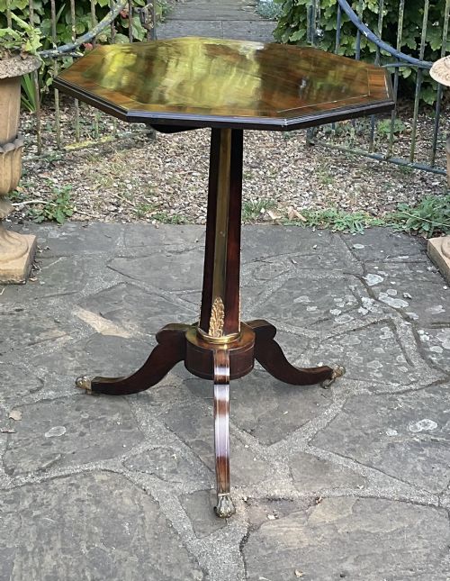 REGENCY BRASS INLAID ROSEWOOD TRIPOD TABLE - ADDITIONAL PHOTO 6