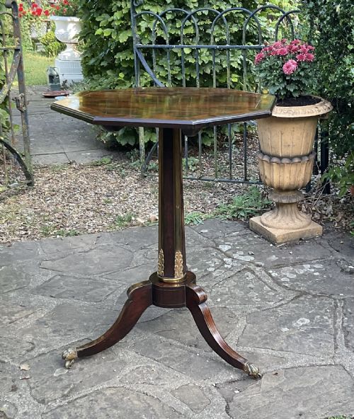 REGENCY BRASS INLAID ROSEWOOD TRIPOD TABLE - ADDITIONAL PHOTO 7