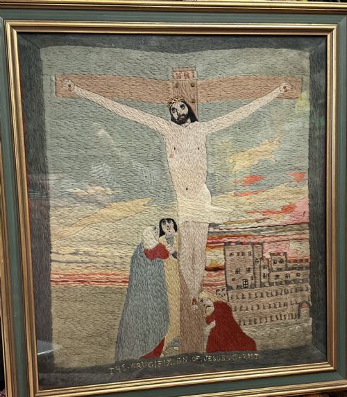 fig 1. WELSH MINER’S NAIVE FOLK ART WOOLWORK c1910