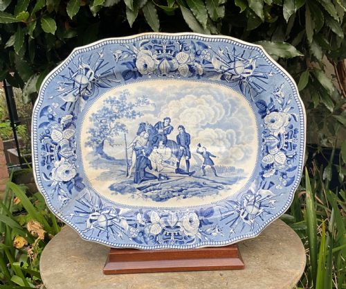 Death of General Wolfe Blue & White Pottery Serving Plate 1826-28