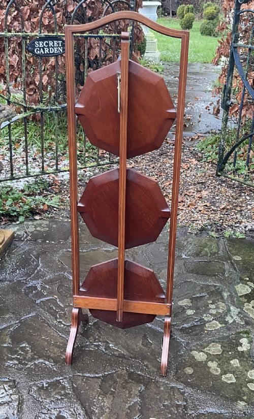 SANDRINGHAM SCHOOL INLAID MAHOGANY CAKE STAND C1910 - ADDITIONAL PHOTO 2