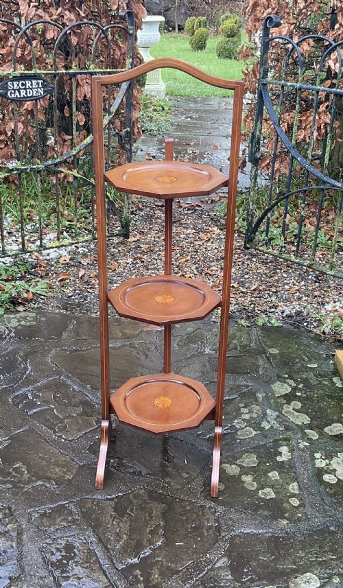 SANDRINGHAM SCHOOL INLAID MAHOGANY CAKE STAND C1910 - ADDITIONAL PHOTO 3