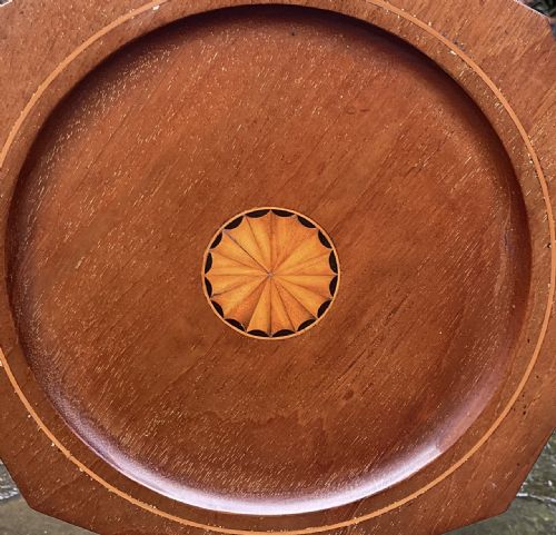 SANDRINGHAM SCHOOL INLAID MAHOGANY CAKE STAND C1910 - ADDITIONAL PHOTO 5