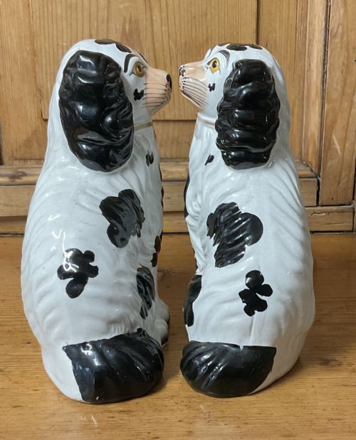 fig 1. PAIR BLACK & WHITE STAFFORDSHIRE DOGS No 5 c1860