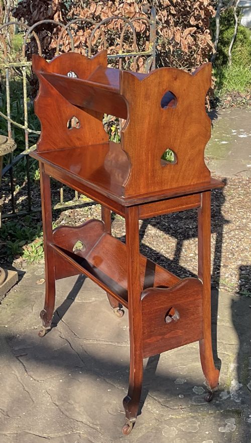 FINE INLAID MAHOGANY BOOK TROUGH C1910 - ADDITIONAL PHOTO 2