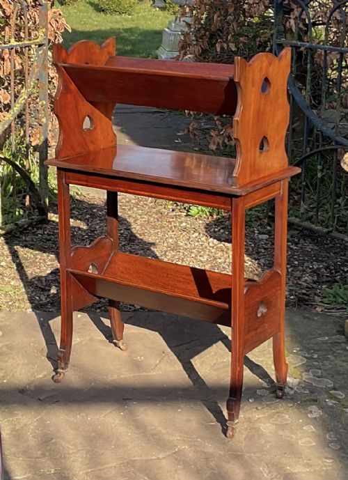 FINE INLAID MAHOGANY BOOK TROUGH C1910 - ADDITIONAL PHOTO 3
