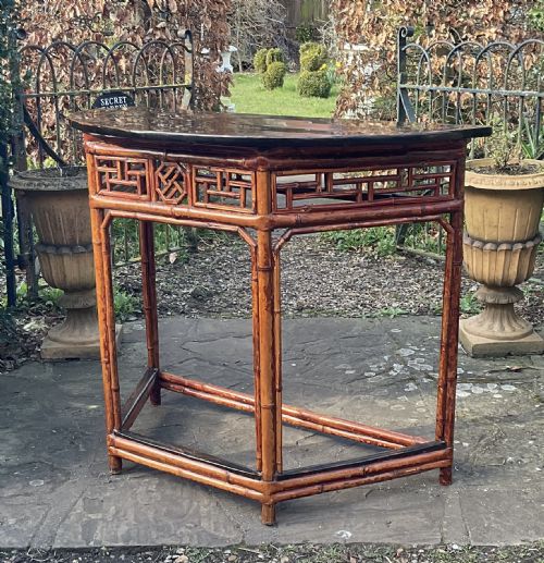 ORIENTAL BAMBOO HALF MOON CONSOLE TABLE - ADDITIONAL PHOTO 5