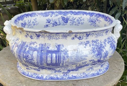 fig 1. GEORGIAN ROGERS BLUE & WHITE ‘ATHENS’ FOOT BATH c1830