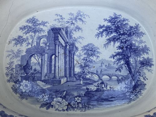 fig 2. GEORGIAN ROGERS BLUE & WHITE ‘ATHENS’ FOOT BATH c1830