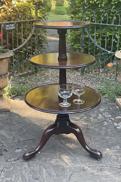 GEORGE III MAHOGANY 3 TIER DUMB WAITER - ADDITIONAL PHOTO 2