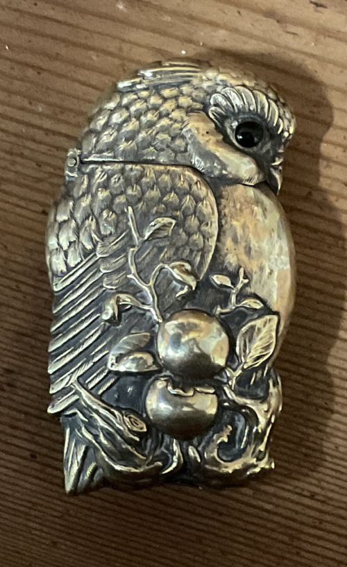 Victorian Brass Owl Vesta C1890