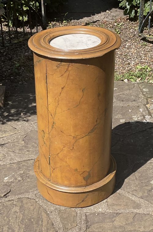 FAUX MARBLE CYLINDER CUPBOARD STAND C1840 - ADDITIONAL PHOTO 2