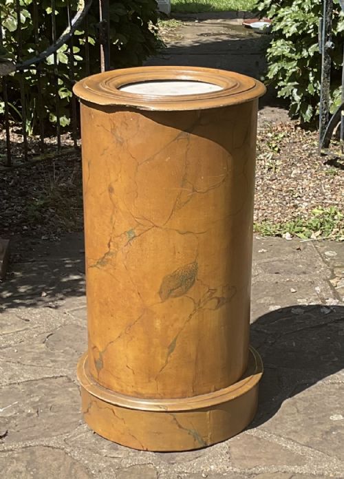 FAUX MARBLE CYLINDER CUPBOARD STAND C1840 - ADDITIONAL PHOTO 3