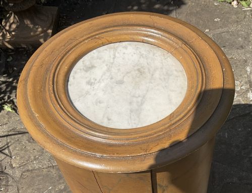FAUX MARBLE CYLINDER CUPBOARD STAND C1840 - ADDITIONAL PHOTO 5
