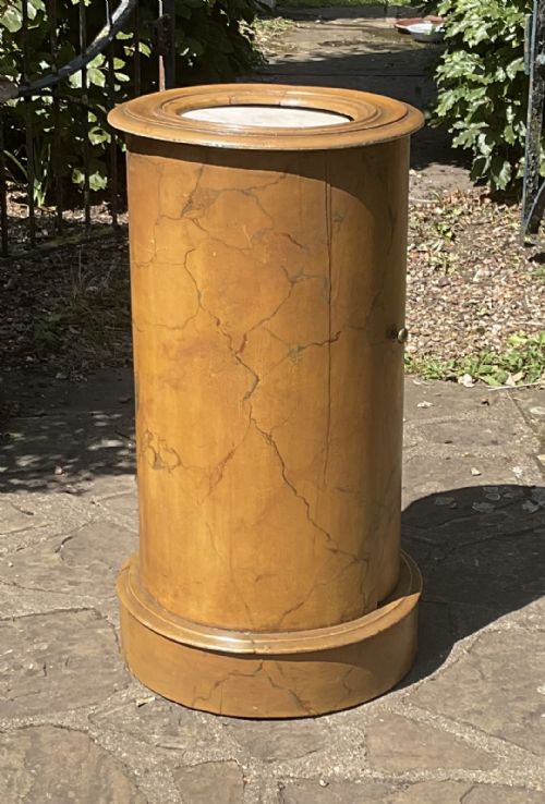 FAUX MARBLE CYLINDER CUPBOARD STAND C1840 - ADDITIONAL PHOTO 7