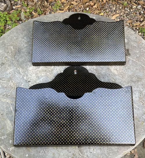 PAIR PAPIER MACHE LETTER WALL POCKETS C1870 - ADDITIONAL PHOTO 4