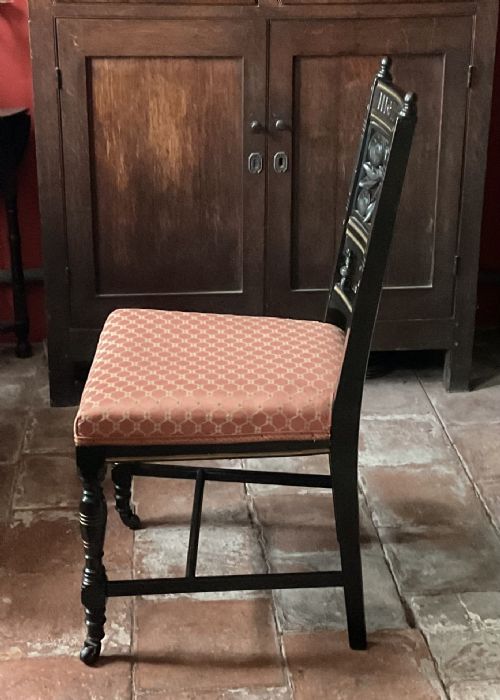 PAIR AESTHETIC MOVEMENT CHAIRS BRUCE J TALBERT C1870 - ADDITIONAL PHOTO 4