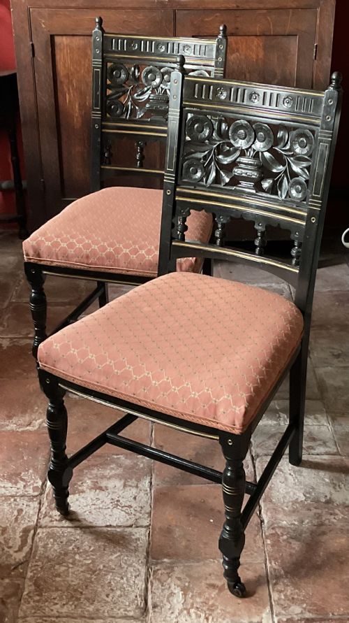 PAIR AESTHETIC MOVEMENT CHAIRS BRUCE J TALBERT C1870 - ADDITIONAL PHOTO 7