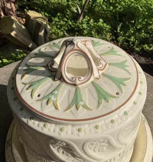 LARGE ENGLISH POTTERY CHEESE DOME STAND C1880 - ADDITIONAL PHOTO 1