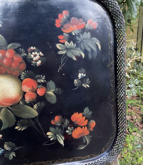 FINE PONTYPOOL TOLEWARE HANDPAINTED TRAY C1840 - ADDITIONAL PHOTO 3
