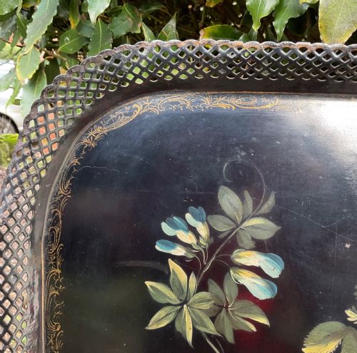 FINE PONTYPOOL TOLEWARE HANDPAINTED TRAY C1840 - ADDITIONAL PHOTO 5