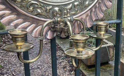 ARTS AND CRAFTS COPPER AND BRASS WALL MIRROR C1900 - ADDITIONAL PHOTO 1