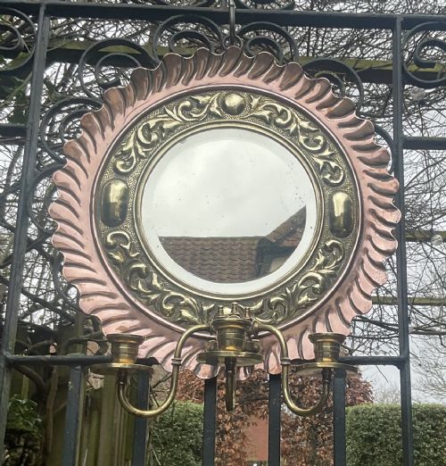 ARTS AND CRAFTS COPPER AND BRASS WALL MIRROR C1900 - ADDITIONAL PHOTO 5