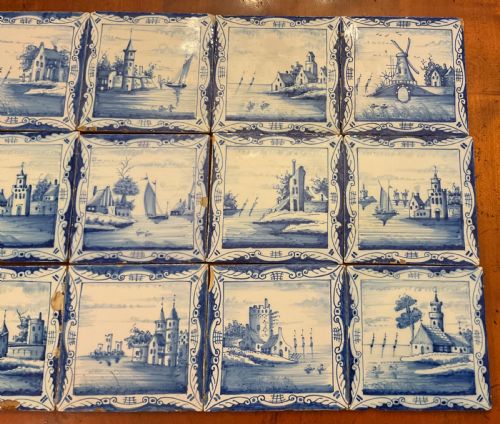 fig 1. SET OF 18 DUTCH DELFT TILES c1780