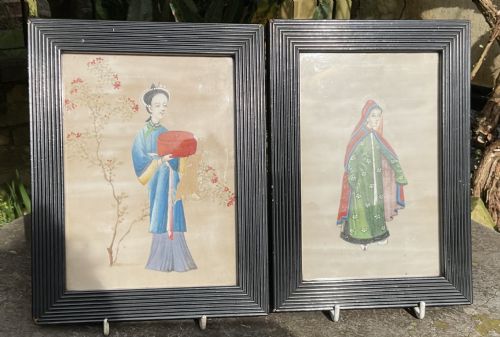 TWO 19THC CHINESE PITHRICE PAPER PAINTINGS - ADDITIONAL PHOTO 4