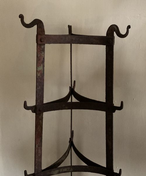 FINE 19THC 8 TIER SAUCEPAN RACK WITH HOOKS - ADDITIONAL PHOTO 2