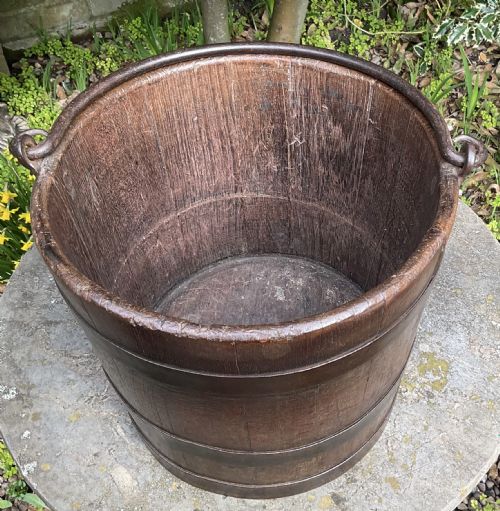 FINE COOPERED OAK BUCKET WITH LINER C1900 - ADDITIONAL PHOTO 6