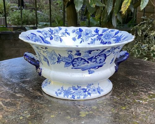 GEORGIAN BLUE WHITE FOOTED BOWL RIDGWAY C1820 - ADDITIONAL PHOTO 4