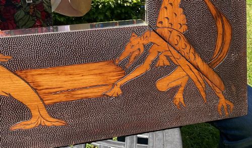 LARGE ARTS CRAFTS DRAGON AND DOLPHIN MIRROR - ADDITIONAL PHOTO 2