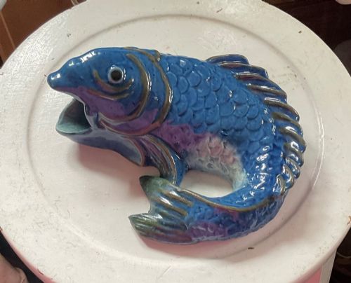 A LAUDER POTTERY BARNSTAPLE WALL POCKET C1890