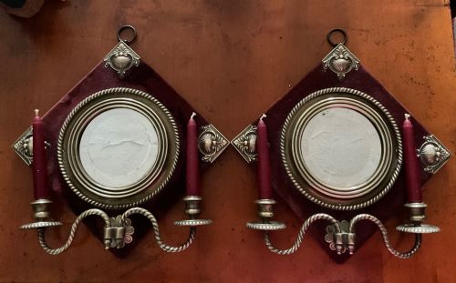 FINE PAIR ENGLISH GIRANDOLE MIRRORS 1885