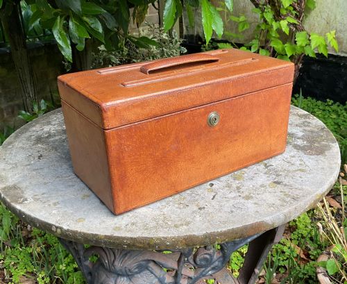 fig 1. FINE ENGLISH LEATHER LETTER BOX c1875