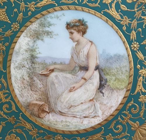 COPELANDS JEWELLED PORCELAIN CABINET PLATE S ALCOCK 1896 - ADDITIONAL PHOTO 1